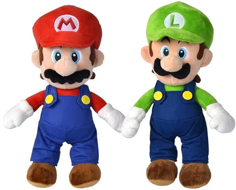 Forninc 2Pcs Peluche Mari, Mari Peluche, Peluche Bros, Poupée Mari, Jouets en Peluche pour Enfants, Personnage Câlin en Peluche, Cadeaux pour Enfants, （Rouge + Vert）, 25 cm