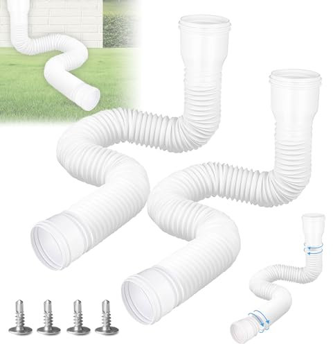 Grondaia flessibile prolunga tubo di scarico, scarico grondaia, prolunga rotonda per tubo di scarico 80/100 mm, estensione per grondaie da 47 a 150 cm, per prati e grondaie (bianco, 2 pezzi)