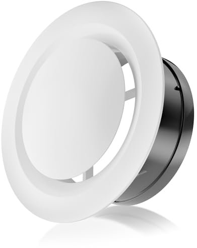 HG Power 6 Inch Air Vent Covers, ABS Adjustable Soffit Vent, Round Ceiling Diffuser for Living Room, Closet, Bathroom, Kitchen, Ventilation Use, White