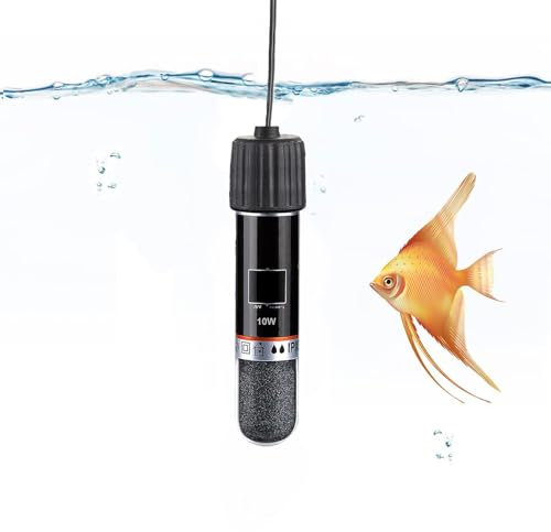 Kuleyang Fish Tank Heater, 10W Mini Aquarium Heater with Thermostat, Submersible USB Heating Rod for Small Fish Tanks, Turtle Tanks, Tropical Aquariums, Freshwater & Saltwater (10-50L)