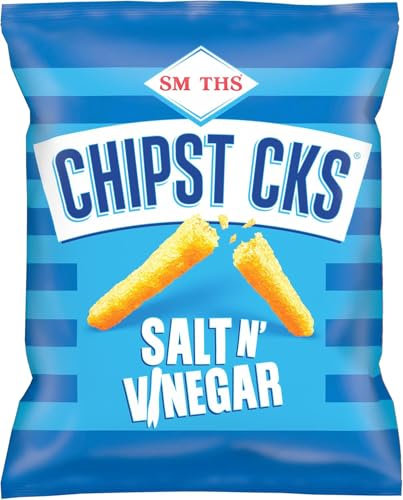 Chipstiks Salt & Vinegar Multipack Crisps – 6 x 17g Bags | Classic Crunchy Corn Snack | British Favourite(Pack of 2)