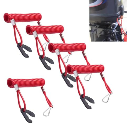 Corde de sécurité pour moteur hors-bord - 5PCS Longe de clé d'interrupteur d'arrêt d'urgence pour bateaux à moteur, sécurité essentielle pour l'arrêt d'urgence du moteur