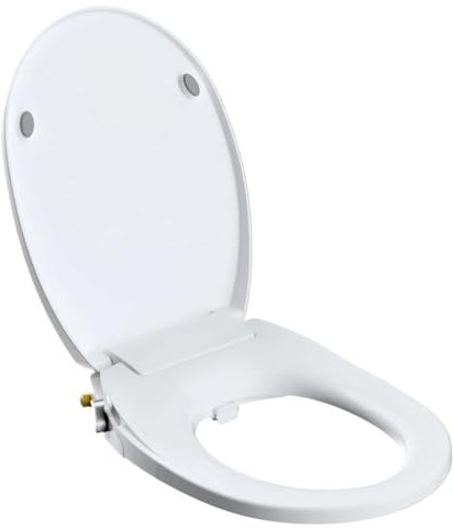 LSNNMU Toilettendeckel Länglicher Bidet-Toilettensitz mit langsamer Schließfunktion, Nicht elektrischer Bidet-Aufsatz for Toilettensitze mit Doppeldüse, selbstreinigende Düsen(Round)