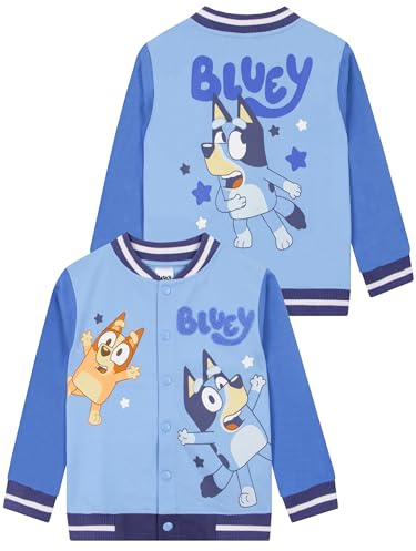 Bluey Boys Bomber Jacket, Long Sleeve Boys Jacket, Cotton Baseball Jackets For Summer, Ages 18 Months To 10 Years