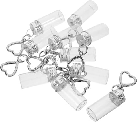 Cabilock 10pcs Wedding Favor Keychains Decor Mini Glass Bottle Keyrings Fairy Containers Bottle Keychain Drifting Message in a Pendant Transparent