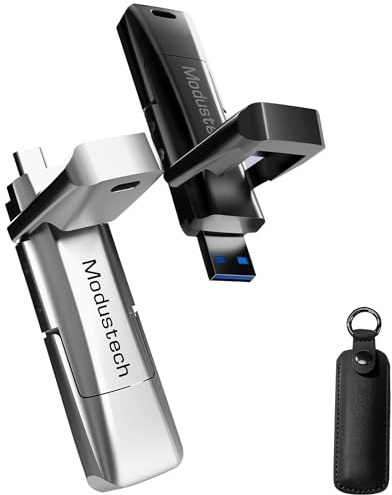 ModusTech 512GB External SSD USB-A and USB-C Dual USB Fast External SSD USB 3.2 | 3-Year Warranty | Portable Solid State Drive for Mac, PS4, Xbox X/S, PC, iPhone 15/16 | Flip-Cap Design (Black, 512GB)