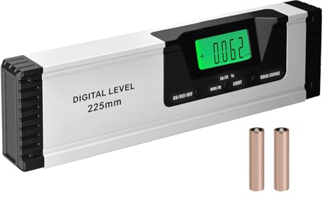 Wigearss Digitale Wasserwaage Neigungsmesser, 225mm LCD, ±0,2° Genauigkeit | Winkelmesser mit Audioanzeige, 4 Messmodi, ±0,2° Präzision. Ideal für Bau, Handwerk, Solar- und Schweißarbeiten