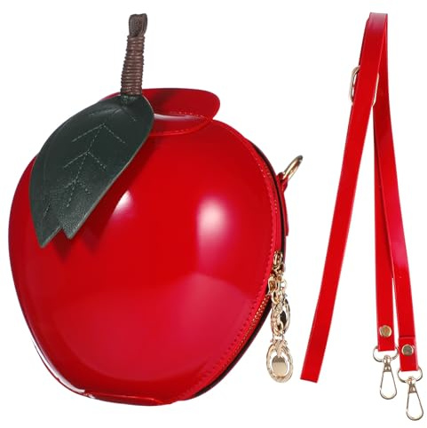 BESTonZON Apfel Umhängetasche Rot Mädchen Handtasche PU Leder Schultertasche Kinder Damen Kawaii Tasche Verstellbar Schultergurt Handtaschen Kompakt Geldbörse Alltag Geschenk Frucht