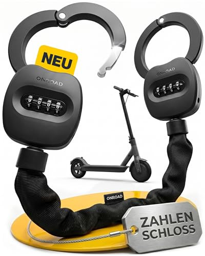 E-Scooter Schloss mit Zahlencode inklusive Recovery Funktion mit Schlüssel - E-Roller Schloss SNAPSAFE mit hoher Sicherheit, Handschellenschloss aus gehärtetem Stahl, Scooter Schloss, E Roller Zubehör