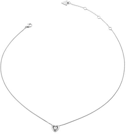 GUESS Halskette Beloved 16-18 Crystal Heart Necklace Rhodium silberfarben