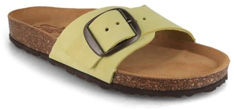 Tuffeln Leder-Sandalen Fehmarn mit weichem Korkfußbett Einschnaller Damen Pantoletten Schlappen, Hergestellt in der EU, Gr. 36-42