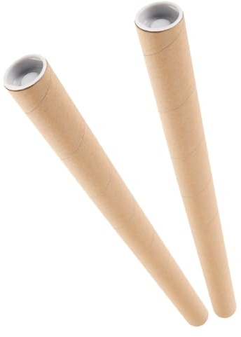 2 Stück Versandrohr aus Kraftpapier 50cm X 3cm mit Kappe | Runde Papphülse, Schützt vor Knicken und Staub, für Pläne, Poster, Versand