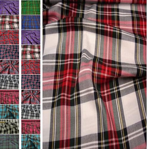 StoffBook Weiß Tartan Schottenkaro Karostoff für Bekleidung und Dekoration | Hochwertig, Stoff für Bekleidung, Dekoration und Möbel, Schottenkarostoff und Tartanstoff