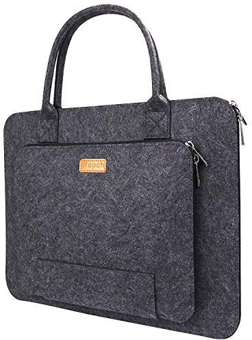 Ropch 15 15.6 Felt Laptop Sleeve with Handle Portable Carrying Case Bag Pouch Compatible with Asus/Acer/Dell/HP/Lenovo/Toshiba - Dark Grey
