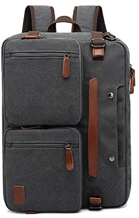 FANDARE Vintage Mochila Lienzo Bolso Bolsa de Hombro Bolso Bandolera Mochila Hombre Mujer Mochila Portatil 15.6 Pulgadas Negocio Trabajo Diario Viaje Daypacks Gris
