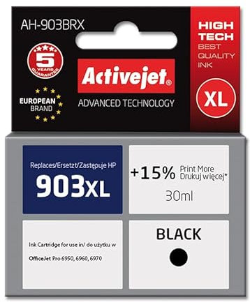 ActiveJet AH-903BRX Tintenpatrone, Pigment, Schwarz, 30 ml, 950 Seiten – Tintenpatronen (Schwarz, HP, OfficeJet Pro 6950, 6960, 6970, Tintenstrahldrucker, 30 ml, 950 Seiten)