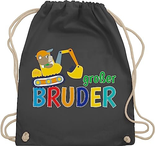 Shirtracer Turnbeutel Rucksack - Taschen - Großer Bruder Bagger I Großer Bruder Geschenk Grosser Bruder - Unisize - Dunkelgrau - brother bro sportbeutel große brüder brüderchen turnsackerl bruder