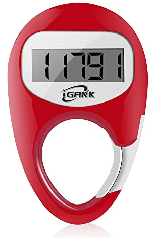 iGANK Simple Walking Pedometer 3D Step Counter for Men Women Kids (Red)
