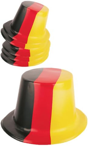 Fußball Klamotten Hut Deutschland Zylinder EM WM Herren Fan Fußball 6 Stück aus Plastik schwarz rot Gold