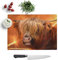 Kitchen Chopping Board Glass - Highland Cow - Textured Worktop Saver Cutting Board - Heat Resistant, Shatterproof and Hygenic - 39 x 28.5 cm