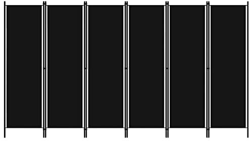 vidaXL Raumteiler Klappbar Freistehend Trennwand Paravent Umkleide Sichtschutz Spanische Wand Raumtrenner 6-TLG. Schwarz 300x180cm Eisen Stoff