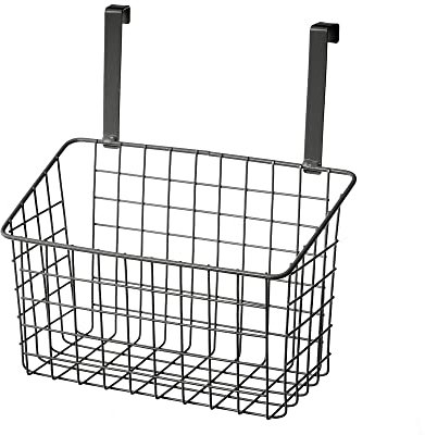 Cesta colgante con rejilla negra de metal de 26x17x28 cm -