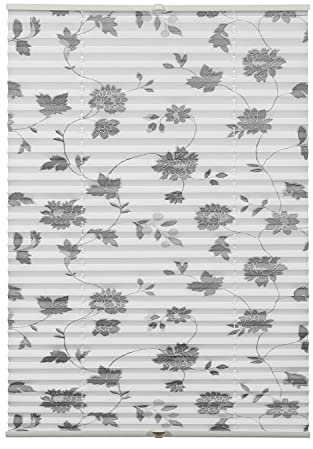 GARDINIA Plissee Concept zum Klemmen, Blickdichtes Faltrollo, Lichtdurchlässig, Alle Montage-Teile inklusive, Höhenverstellbar, Blüten-Muster, Weiß, 50 x 130 cm (BxH)