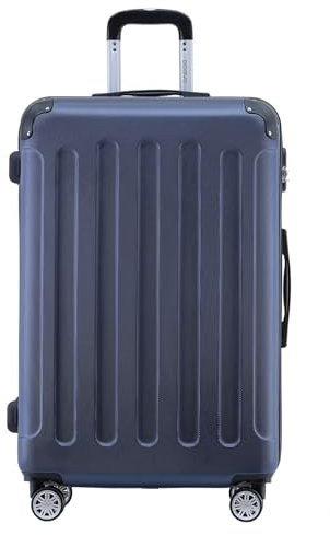 BEIBYE- Hartschalenkoffer Koffer Trolley Rollkoffer Reisekoffer Zahlenschloß 4 Zwilings-Rollen (Dark-Blue, Middle-66cm)