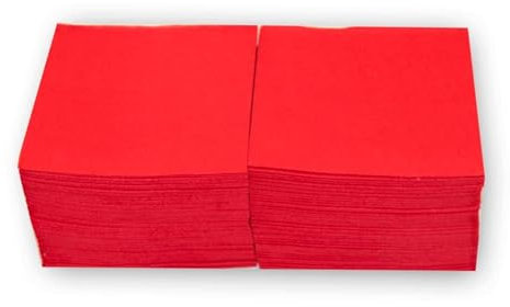 Morigami, Coktail Größe Serviette, 1/4 Falte, Spitze, Rot, 100 Servietten