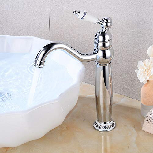 Wasserarmatur Retro Nostalgie Hoch Einhebel Wasserhahn Bad Waschbecken Armatur Mischbatterie-Silber