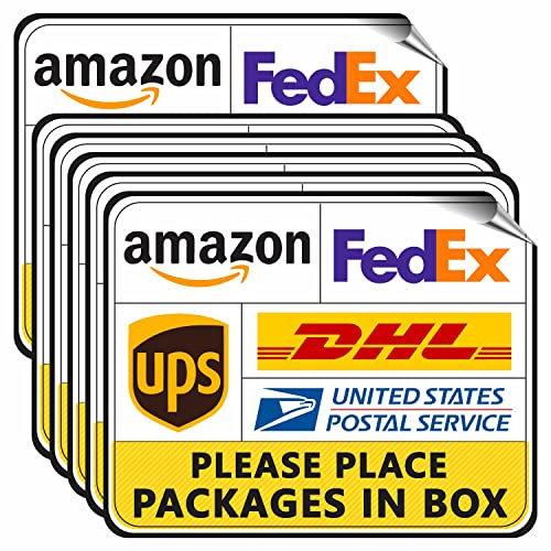 Paket Lieferung Schild Aufkleber – (Packung mit 10 Stück) 20,3 x 25,4 cm große Leave Here Drop Box Anleitung für FedEx Amazon Dhl Ups USPS laminierter Vinyl-Aufkleber
