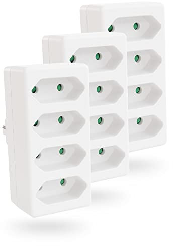 greate 3X 4fach Steckdose für Eurostecker bis 2300W - Steckdosenadapter 4fach Stecker, Steckdosenadapter 4fach ohne Kabel, Mehrfachsteckdose ohne Kabel 4fach, Mehrfachstecker, Eurostecker Verteiler