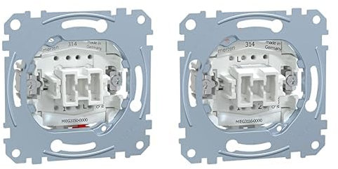 Schneider Electric Merten MEG3150-0000 - Unterputz Taster - Taster-Einsatz 1-polig -10 A - AC 250 V & Merten MEG3116-0000 - Ausschalter und Wechselschalter Einsatz - 10 A - AC 250 V – Steckklemmen