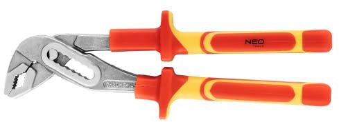 NEO TOOLS Rohrzange 250 mm VDE, poliert, Zweikomponentenhandgriff, CrV-Stahl, TÜV-Zertifikat