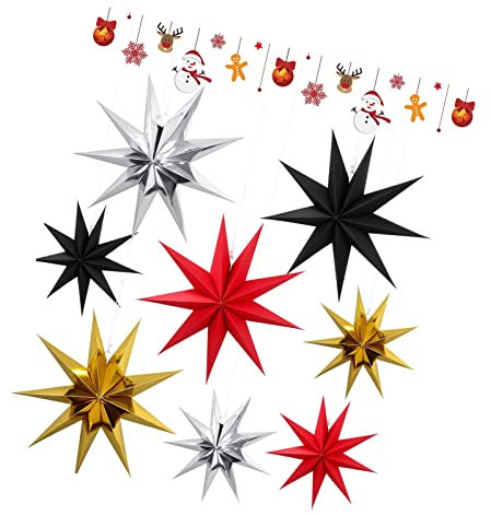Papierstern Weihnachten 8 StüCk Faltstern Skandinavisch Papiersterne 4pcs 30cm 4pcs 40cm Schwarz Weihnachtsdekoration
