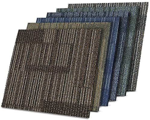 Teppichfliesen Linz - 50x50 cm - Bodenbelag für Büro und zu Hause - selbstliegend - strapazierfähig und pflegeleicht - Gemustert (Dunkelbraun)