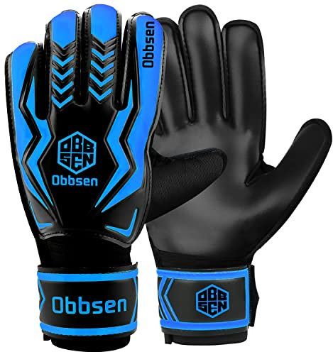 Obbsen Goalkeeper Gloves with Fingersave Football Gloves Goalkeeper with Extra Strong Grip Size 5-7 for Children Teenagers Size 8-10 for Men Women