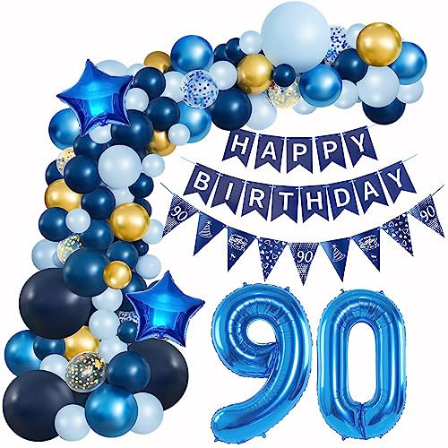 Ballons Girlande Blau 90 Geburtstag Mann deko Blau Luftballon 90. Geburtstag deko Mann Geburtstagsdeko 90 Jahre Mann Deko 90. Geburtstag Männer blau Luftballon Girlande blau 90. Geburtstag Männer