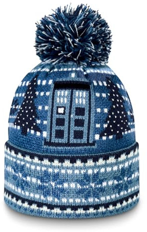 DOCTOR WHO Weihnachtsmütze – Tardis, Weinende Engel und Schneemänner – Offizielle BBC Geschenke für Frauen und Männer