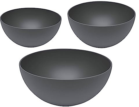 3er Set Magu Natur-Design Schüssel Anthrazit Ø 20, 26, 30 cm aus einem Polymer aus natürlichen Materialien Schüsselset Salatschüssel