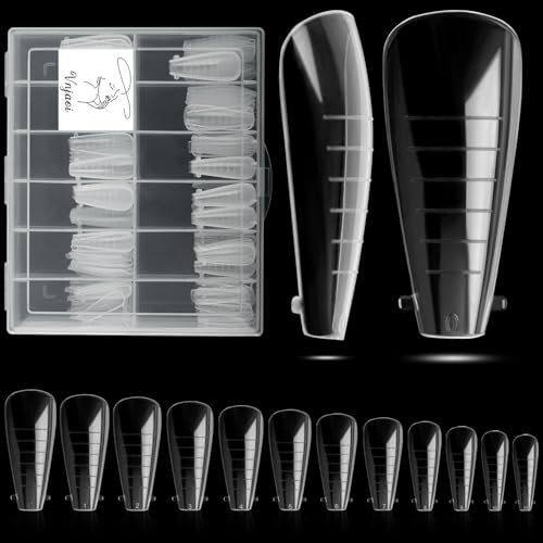 Vnjaoi 120 Stück Poly Verlängerung Gel Dual Nagel-Formen Nagelformen mit Skala Builder Coffin Nail für Gel Maniküre Nail Art Design Salon DIY zu Hause (Ballett Dual Nail Forms Set)