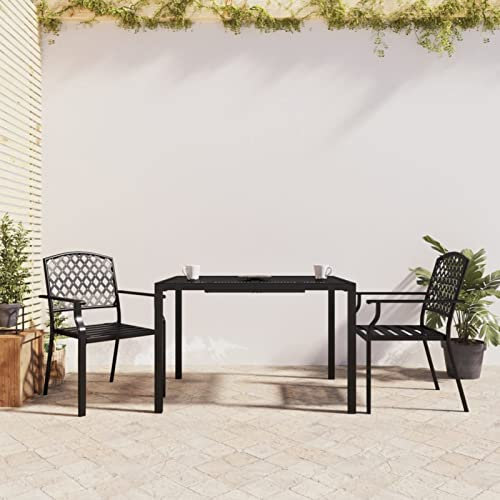 CIADAZ 3-TLG. Garten-Essgruppe, Gartenlounge Set, Gartenmöbel, Terrassenmöbel, Möbelsets, Sitzgruppe Garten, Balkonmöbel Set, Gartengarnitur, Anthrazit Stahl