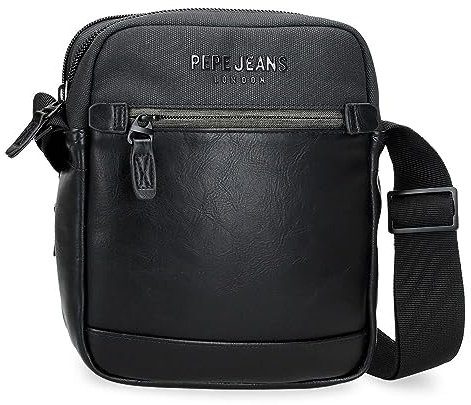 Pepe Jeans Grays Umhängetasche, Schwarz, 17 x 22 x 7,5 cm, Polyester, Schwarz, Talla única, Umhängetasche