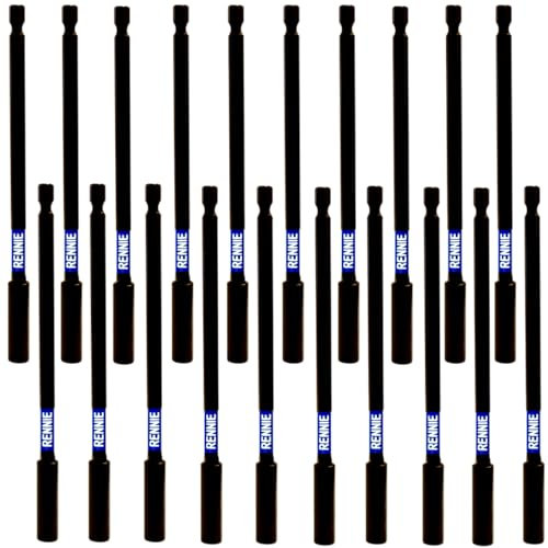 Rennie Tools - 20 Pack x 152mm Long Impact Duty Screwdriver Drill Magnetic Bit Holder Fits Milwaukee Dewalt Bosch Milwaukee WERA etc. Impact Drill Hex Extension Bar/Tool Holders/Adapter