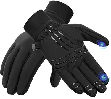 INBIKE Fahrradhandschuhe Winterandschuhe Outdoorhandschuhe Skihandschuh MTB Mountainbike Handschuhe Laufhandschuhe Herren Damen Touchscrennfähig Winter Warm Winddicht Schwarz,L