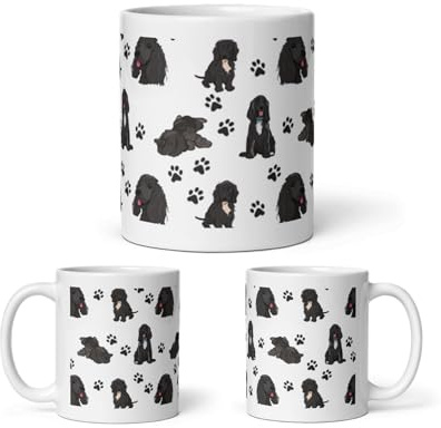 DV DESIGN 1 x Cocker Spaniel Print Mug - Black Paws Dogs Animals Puppy Pets Pattern Illustration Cartoon Home Drinks Mugs Cup Kitchen Gift #81042