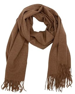 Leslii Damen-Schal Uni einfarbiger Schal weicher Fransen-Schal Accessoire (braun)