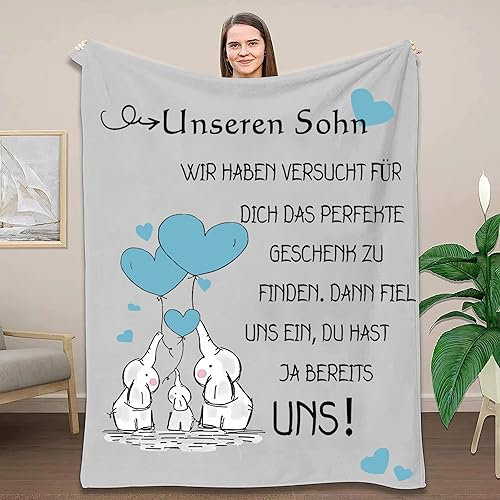 ACCZ Personalisierte Decke für Unseren Sohn - Geschenk von Eltern, Beste Mama, Papa Mutter - Geburtstag, Weihnachten, Abschluss