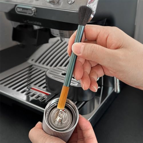Hsupez Cepillo Barista 2 en 1 para Molinillo de Café, Cerdas Duras y Suaves, Verde Oscuro