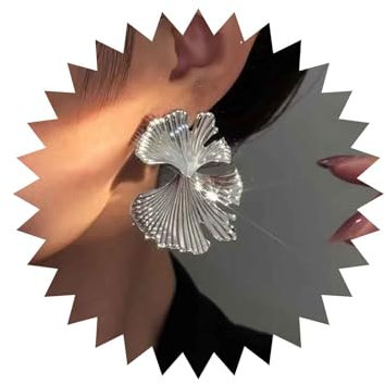Inateannal Vintage Ginkgo Blatt Ohrringe Silber Große Blatt Tropfen Ohrringe Übertrieben Metall Blume Ohrringe Erklärung Blatt Ohrstecker Schmuck Für Frauen Und Mädchen